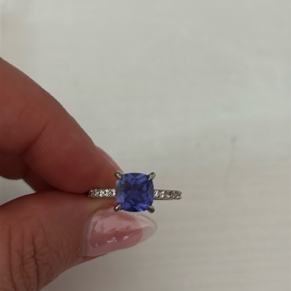 Elegant Tanzanite and White Sapphire Silver ring